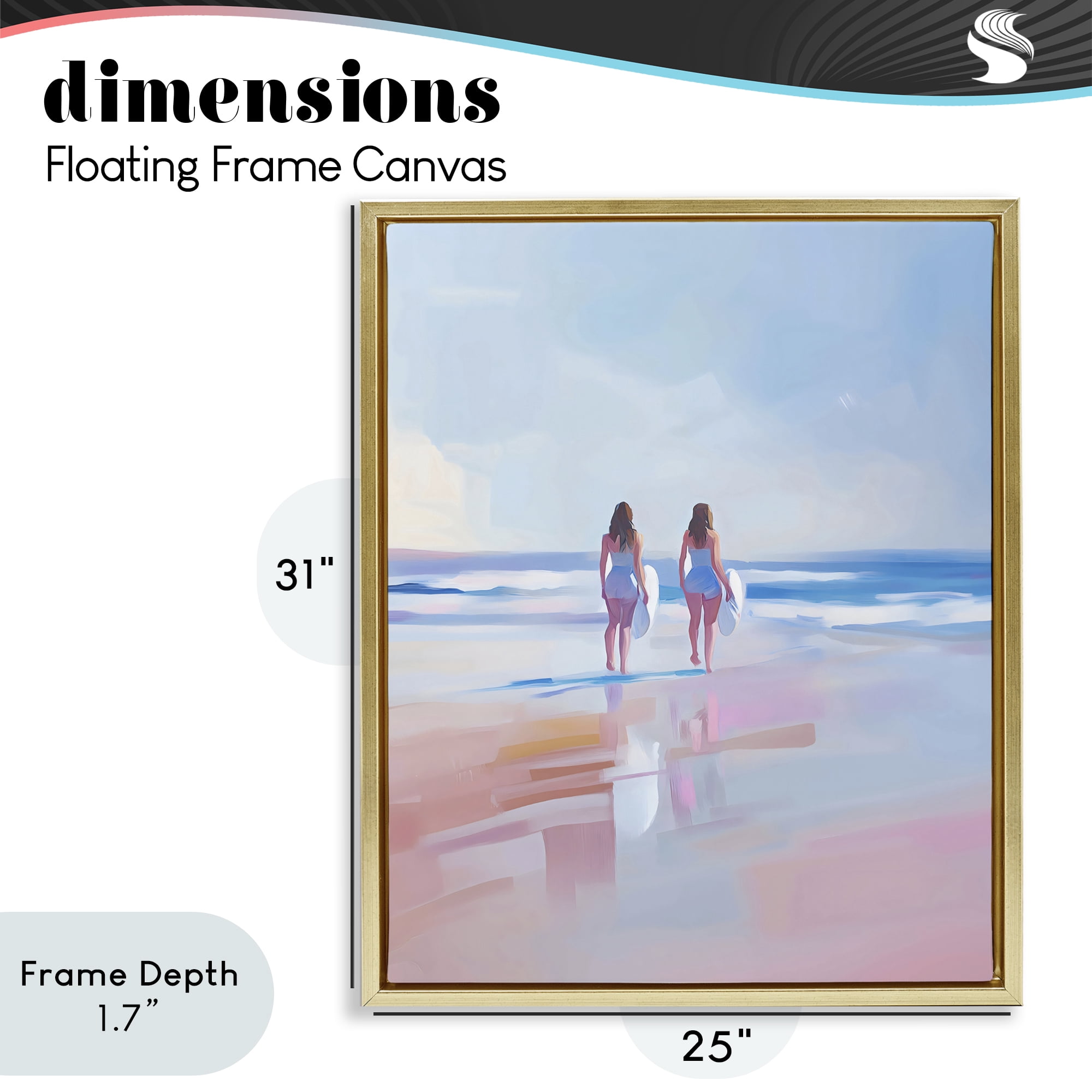 Stupell Industries Heading To Surf at Dawn Gold Framed Floater Canvas Wall Art, design by The Prints Vibe