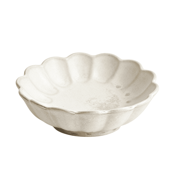 chaungfeng Tableware Bowls, Scalloped White Decorative Tabletop Bowl, 7.5 inches, Ceramic Plate, Microwave and Dishwasher Safe