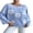 Blue, variant on LMLYSoH Women Loose Knit Sweater Sweet Flower Embroidered Long Sleeve Boat Neck Pullovers Spring Fall Casual Jumpers Tops