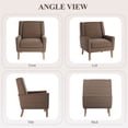 thumbnail image 3 of AFO Modern Accent Chair Set of 1, High Back Upholstered Fabric Armchair with Wood Legs, Mid-Century Wingback Chair for Living Room Bedroom, Brown, 3 of 10