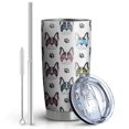 thumbnail image 2 of 20 Oz French Bulldog with Glasses White Coffee Tumbler Double Wall Insulated Stainless Steel Water Bottle | Metal Reusable Thermoses Flask with Cup Cap | Leak & Sweat Proof with Anti-Dust Lid, 2 of 7