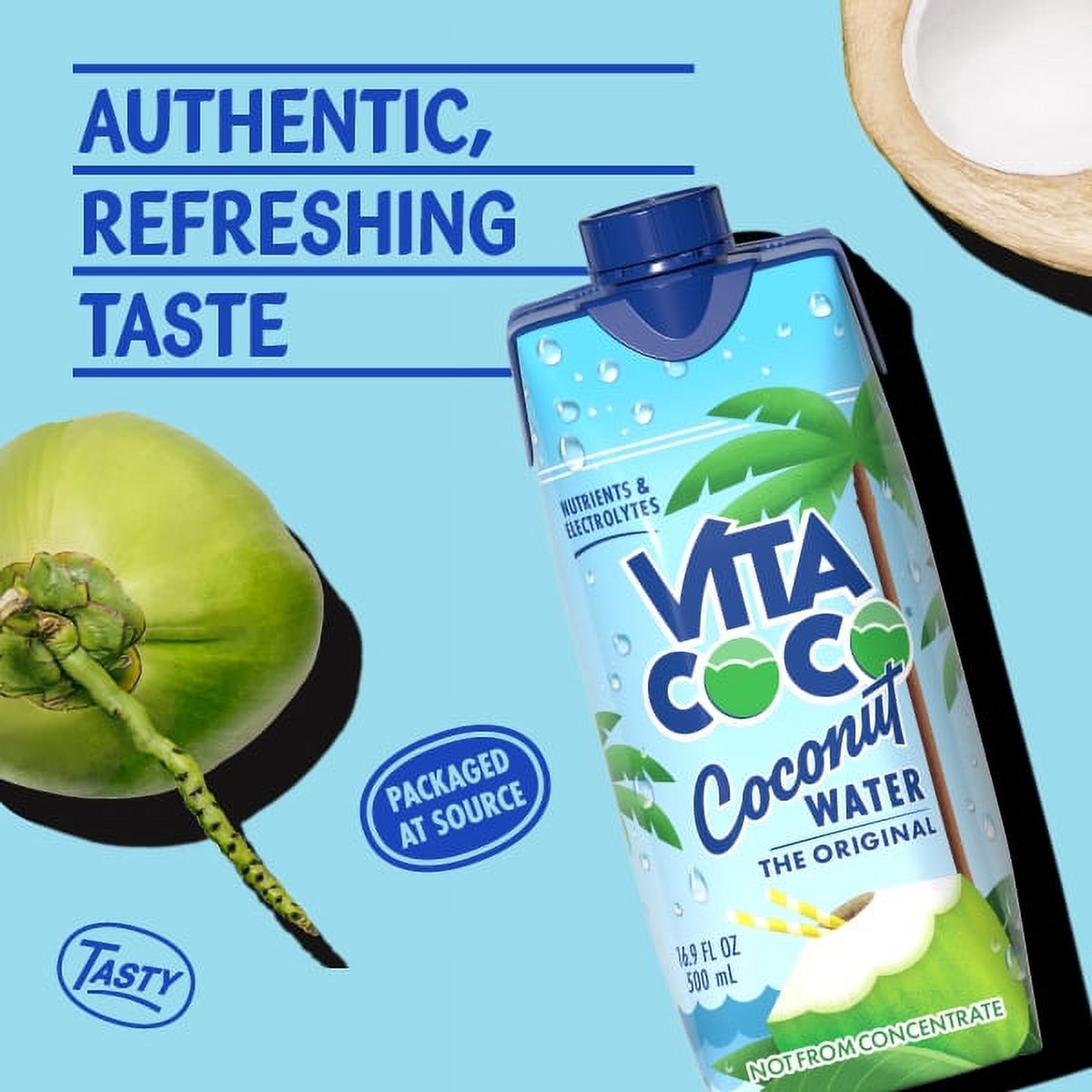 Vita Coco The Original Coconut Water, Nutrients & Electrolytes Rich, Pure, 16.9 fl oz Tetra, 4-Pack - image 3 of 8
