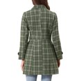 thumbnail image 3 of INSPIRE CHIC Plaid Pea Coat for Women's Single Breasted Vintage Winter Overcoat Trench Outerwear L Green, 3 of 6