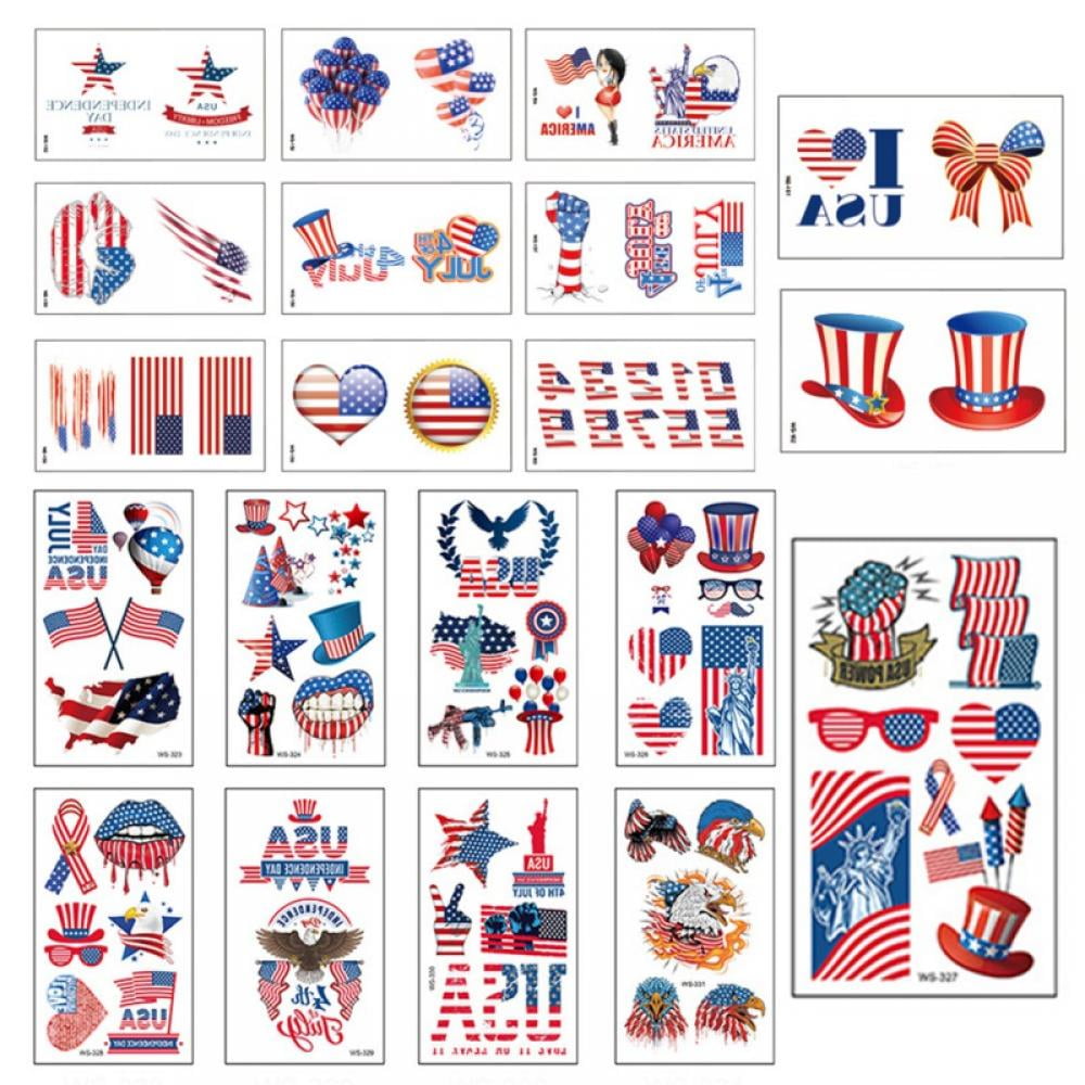 40 Sheets 4th of July Temporary Tattoo Patriotic Temporary Tattoos American Flag Red White and Blue Design USA Stickers Independence Day Tattoos for Labor Day Memorial Day Party Supplies - Walmart.com