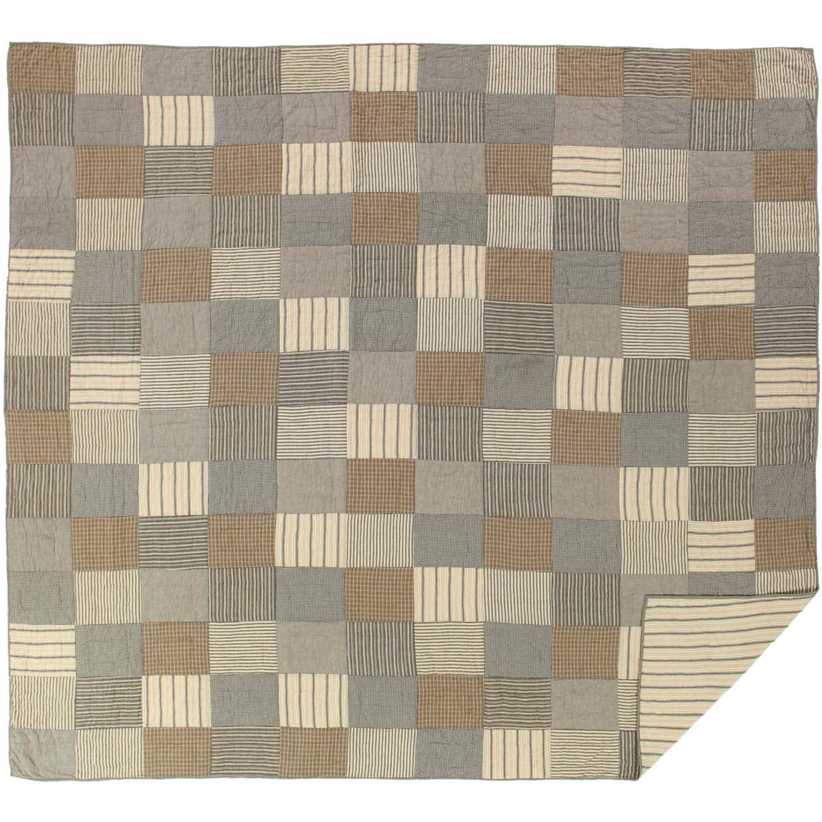 VHC Brands Farmhouse Bedding-Sawyer Mill Quilt, King 105x95, Charcoal Grey