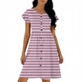 thumbnail image 4 of LIaqionyy Womens Dresses V Neck Short Sleeve Button down Sundress Summer Fashion Beach Vacation Dress with Pocket, 4 of 7