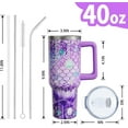 thumbnail image 2 of 40 Oz Mermaid Tumbler with Handle and Lid Straw, Lavender Fish Scale Stainless Steel Travel Cups Birthday Mermaid Lover Gifts for Women Girls (1PC), 2 of 6