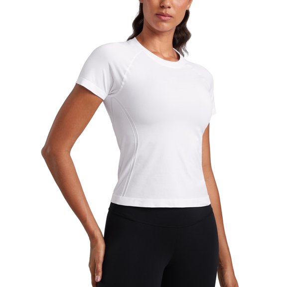CRZ YOGA Seamless Workout Tops for Women Running Gym Athletic Yoga Short Sleeve Shirts