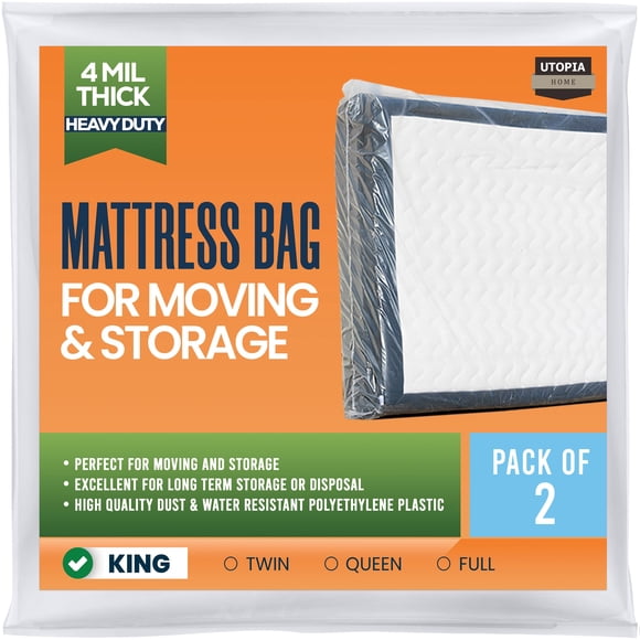 Bolsa de colchón Utopia Home King Size Moving, paquete de 2 unidades, 4 mil, plástico