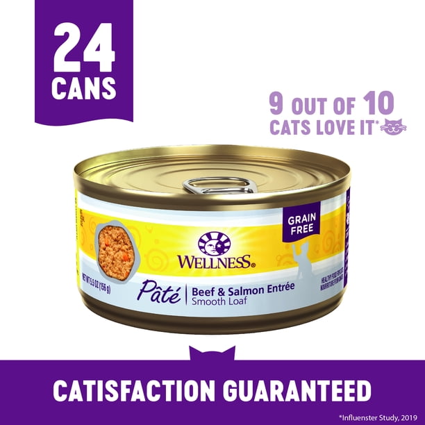 Wellness Complete Health Natural Grain Free Wet Canned Cat Food, Beef & Salmon, 5.5Ounce Can