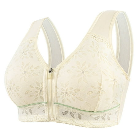 Minimizer Bras for Women Women s Comfort Sports Bra Jacquard Zipper Wireless Breathable Yoga Bra Sleep Bra Push Up Bras for Women(Size:48)