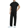 thumbnail image 3 of Men's Workwear Scrubs 2-Piece Set, Comfortable Solid Color Short Sleeve Top and Pants, Nursing Uniform For Healthcare Professional Duty,Black,M, 3 of 7