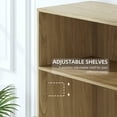 thumbnail image 4 of MAYEERTY Curio Display Cabinet with Glass Doors, DIY Combination Storage Cabinets with Adjustable Shelves for Living Room, Natural Wood, 4 of 8