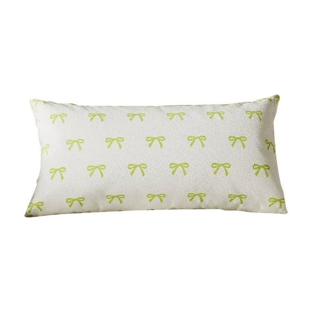 Double Sided Bow Pattern Rectangular Pillowcase For Living Room Sofa Decoration 30 cm x 50 cm Flock Material With Invisible Zipper