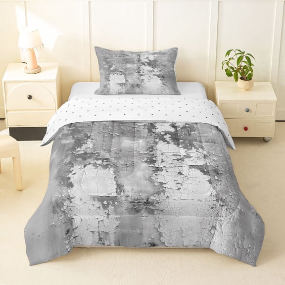 Homewish Gray Tie Dye Twin Comforter Sets,Retro Geometric Artwork Bedding Set,Reversible,2 Pieces,1 Comforter and 1 Pillowcase