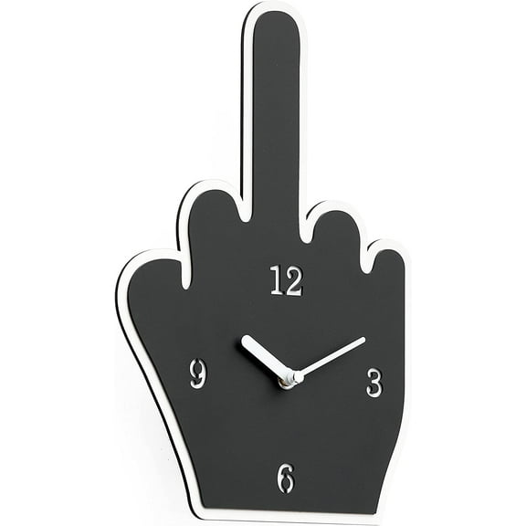 Black Finger Minimalist Silent Wall Clock (11.25" X 7.5")