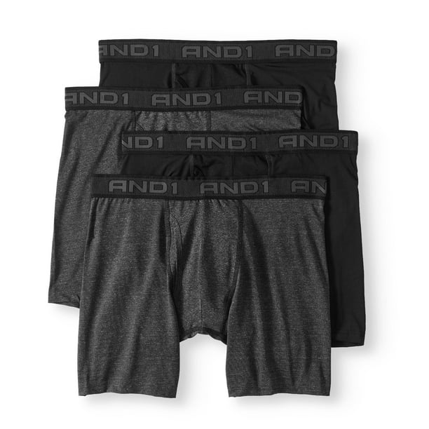 AND1 Men's Performance Boxer Briefs with Mesh Fly Pouch, 4Pack