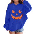 thumbnail image 2 of Abcomgle Halloween Hoodies for Teen Girls Funny Pumpkin Face Sweatshirts with Hooded Casual Long Sleeve Pullover Sweatshirts with Pocket Fall Holiday Sweaters for Teen Girls, 2 of 6