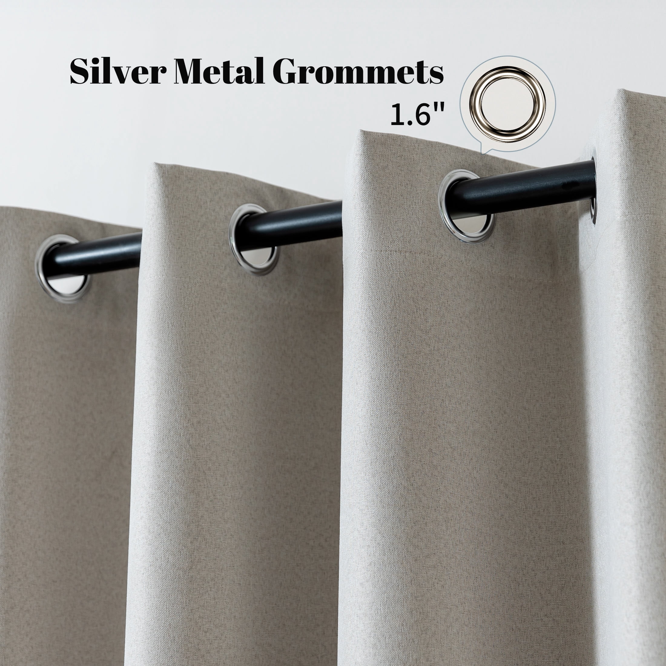 Sonive 42" x 63" Blackout Curtains Pack of 2, Grommet Top Living Room Bedroom Curtain, Beige