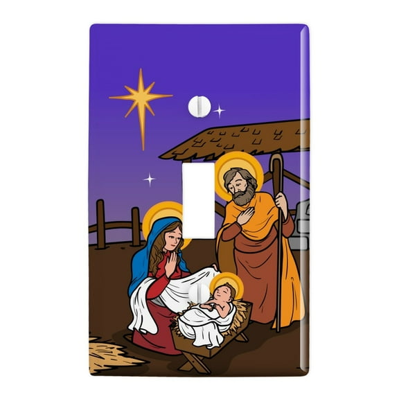 Nativity Scene Baby Jesus Mary Joseph Christmas Christian Bible Plastic Wall Decor Toggle Light Switch Plate Cover