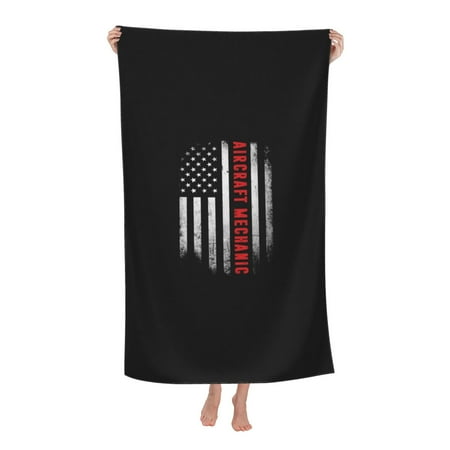 

Aircraft Mechanic US Flag Beach Towel 32x52inch Quick-Dry Bath Towels for Kids and Adults for Bathroom Guests Pool Gym Camp Travel College Dorm Showe