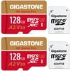 Gigastone 128GB Micro SD Card, 4K Game Pro, Nintendo Switch Compatible, A2 Run App, 4K Video Recording, Micro SDXC R/W up to 100/50MB/s, 2 Pack (2x128GB)
