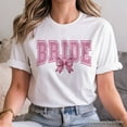 thumbnail image 2 of Coquette Bride T-Shirt, Pink Bow White Tee for Stylish Brides, 2 of 6