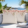 thumbnail image 4 of Outdoor Pillow Cover Pink FlowersPetals Set of 2 Waterproof Throw Pillowcases Linen Background Decorative Patio Furniture Pillows for Couch Garden Indoor & Outdoor Use, 4 of 9