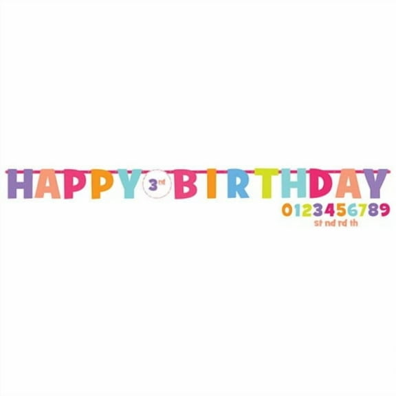 Amscan Happy Birthday Girl Pastel Add-an-Age Customizable Banner, Multicolored Pastels, 10 7/10' x 10"