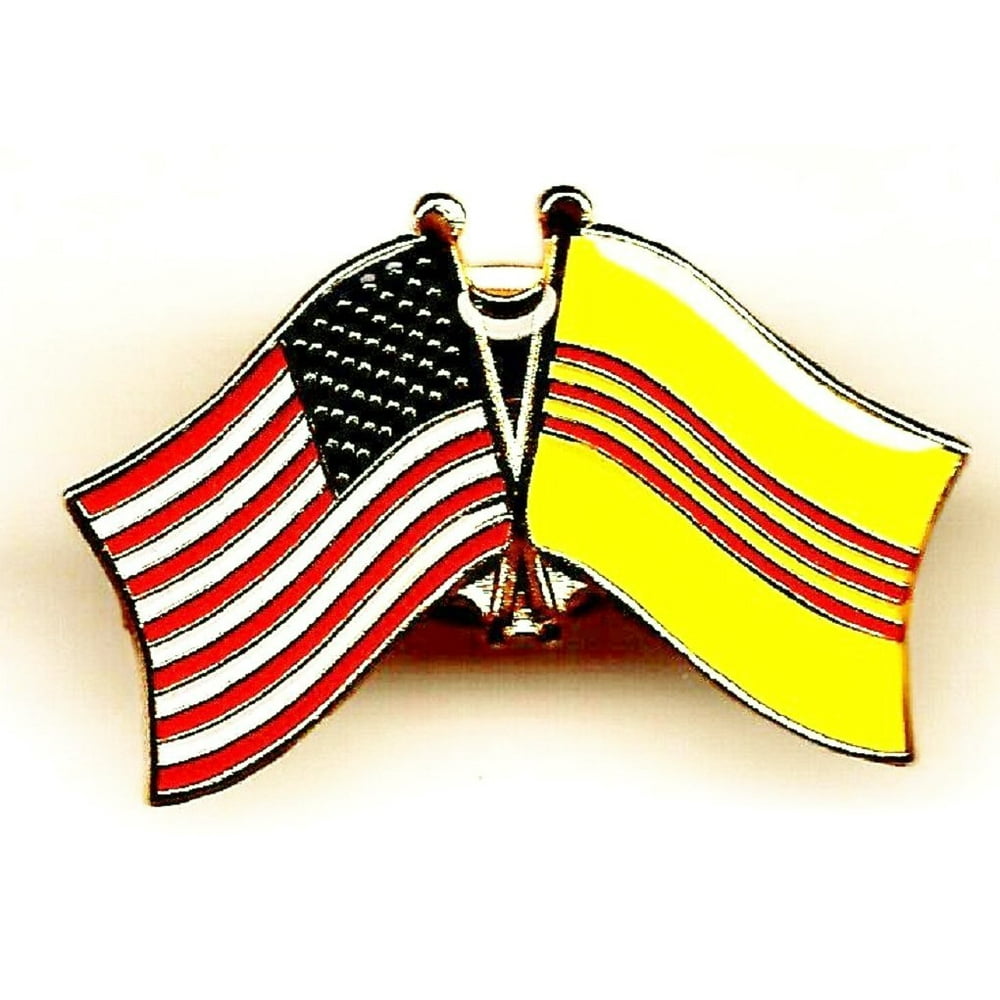 Pack Of 3 South Vietnam And Us Crossed Double Flag Lapel Pins South