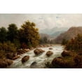 thumbnail image 2 of Julius Rose 24x17 Black Ornate Framed Double Matted Museum Art Print Titled: Alpine Landscape with River, 2 of 5