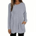 thumbnail image 2 of Multicolor Hoodies for Women Long Sleeve Shirts for Women Casual Tops Loose Fit Rib Knit Lightweight Long Sweater Crew Neck Pullover with Pockets Fall Tops for Women 2025, 2 of 6