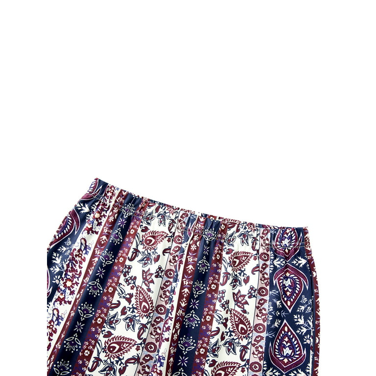 GORGLITTER Women's Boho Floral Print High Waisted Flare Pants Long Bell  Bottom Trousers
