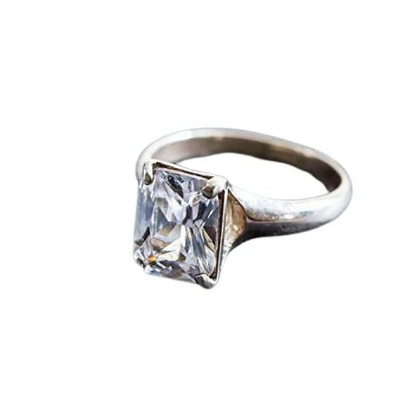 HeartsAndYou 1.5ct Engagement Ring for Women Radiant Cut Moissanite Solitaire Design 18k White Gold Over Silver