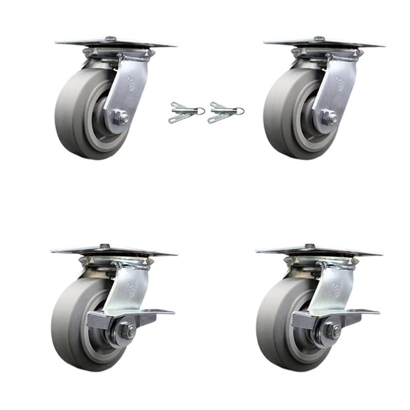 5 Inch Thermoplastic Rubber Swivel Caster Set 2 Swivel Locks 2 Brakes SCC