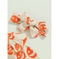 thumbnail image 4 of Baby Girls Casual Crew Neck Romper Long Sleeve Pumpkin Print Jumpsuit with Headband, 4 of 7