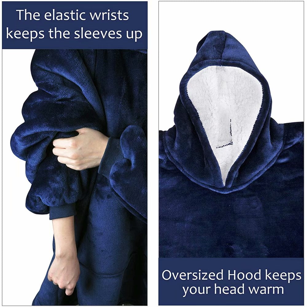 Oversized Wearable Sweatshirt Blanket Soft Warm Comfortable Hoodie One Size Fits All For Adult Men Women