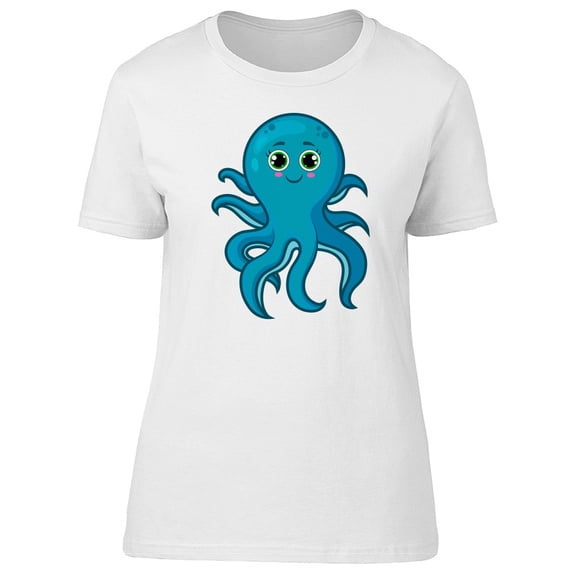 Cute Cartoon Blue Octopus Tee Women's -Image by Shutterstock