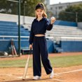 thumbnail image 5 of OJSFQUFP Girls 2 Piece Tracksuit Set Zip‑Up Hoodie Jacket + Wide Leg Pants Kids Casual Sport Outfit for School, 5 of 8