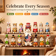 thumbnail image 7 of Interchangeable Magnetic Cat Wooden Desk Decor, Seasonal Animal Tabletop Stand with Swap Hats for Farmhouse Home Office Tiered Tray, 7 of 7