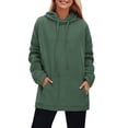 thumbnail image 1 of Gibobby Sudaderas con cremallera para mujer Sudadera con capucha para mujer Sudadera con cordón Sudadera de manga larga Top Bolsillo de color sólido Sudadera informal suelta （Verde， S), 1 of 4