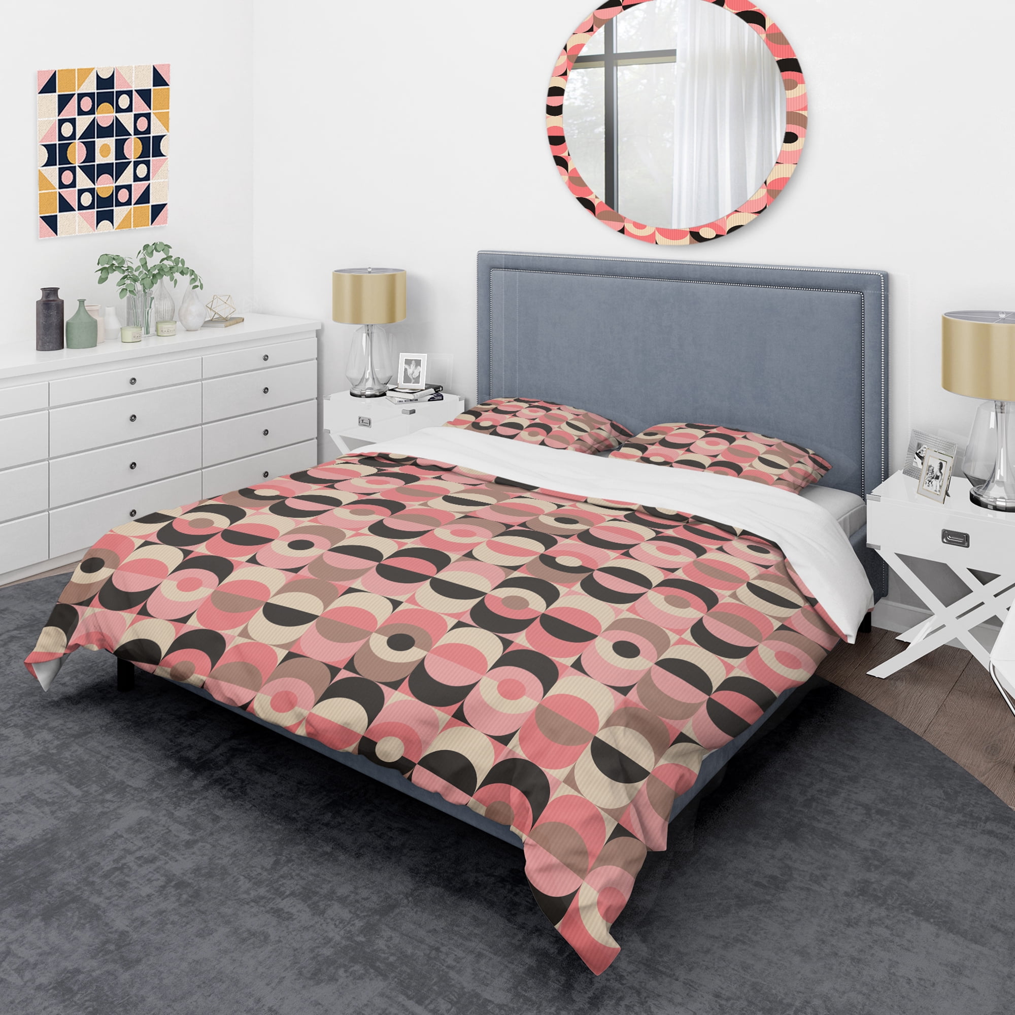 Designart 'Retro Geometric Design XI' Mid-Century Modern Duvet Cover Set