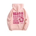 thumbnail image 1 of Sudadera con capucha SweatyRocks para mujer, estampado de letras, poliéster rosa, 1 of 6