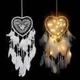 thumbnail image 1 of Feather Dream Catcher, Feather Dream Catcher with LED Light, Heart Shape, Handmade Exquisite Feather Dream Catcher, White, 1 of 7