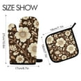 thumbnail image 2 of Yayeee Oven Mitts and Pot Holder Set of 4 Heat Resistant Kitchen Gloves Baking Hot Pad, Brown Floral, 2 of 5