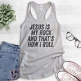 thumbnail image 2 of Jesus Is My Rock And That's How I Roll Tank Top, Ladies Racerback Tank Top, Christian Religious Rock Tank, Silver Gray, Large, 2 of 3