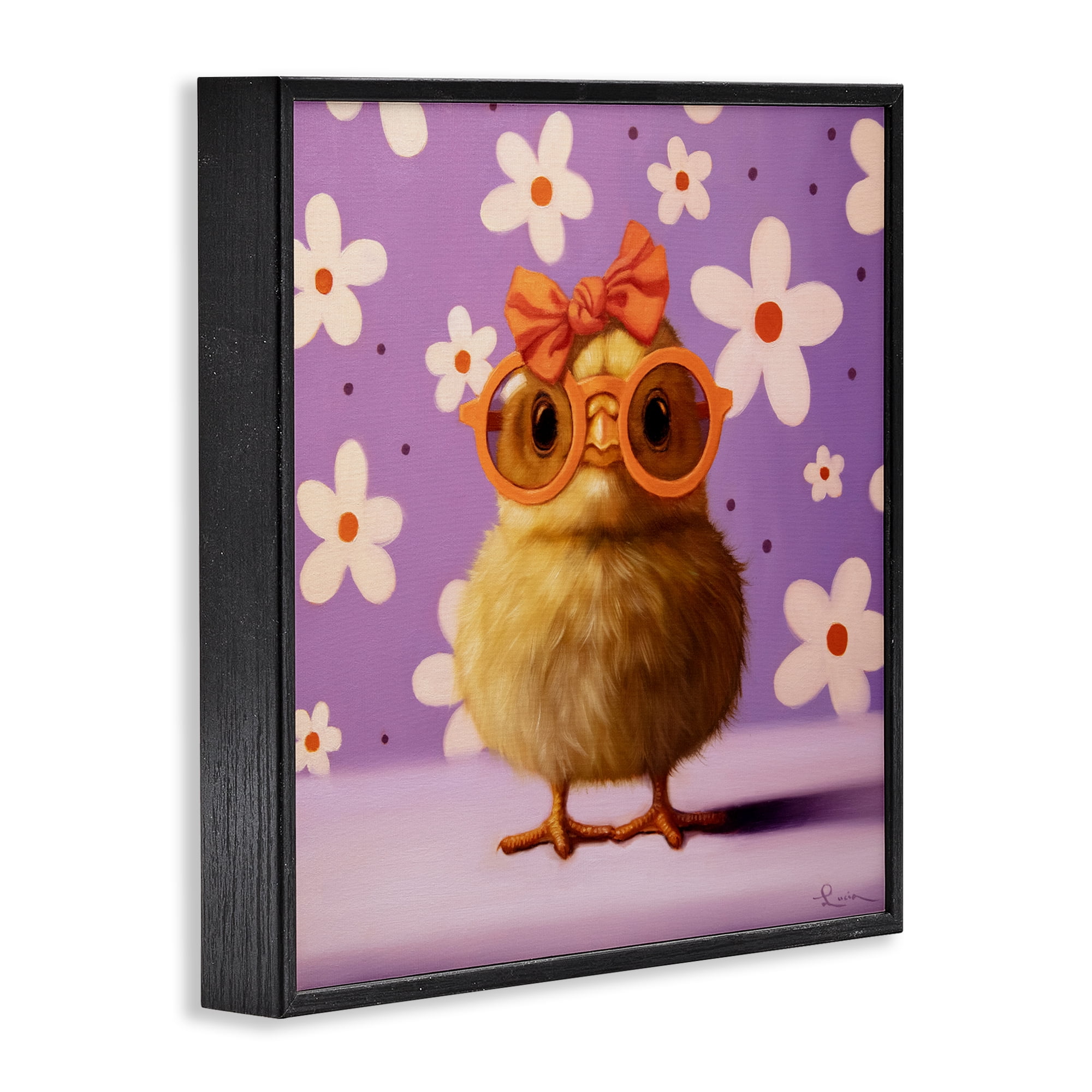 Stupell Industries Bow Peep Groovy Chick Black Framed Giclee Art, design by Lucia Heffernan