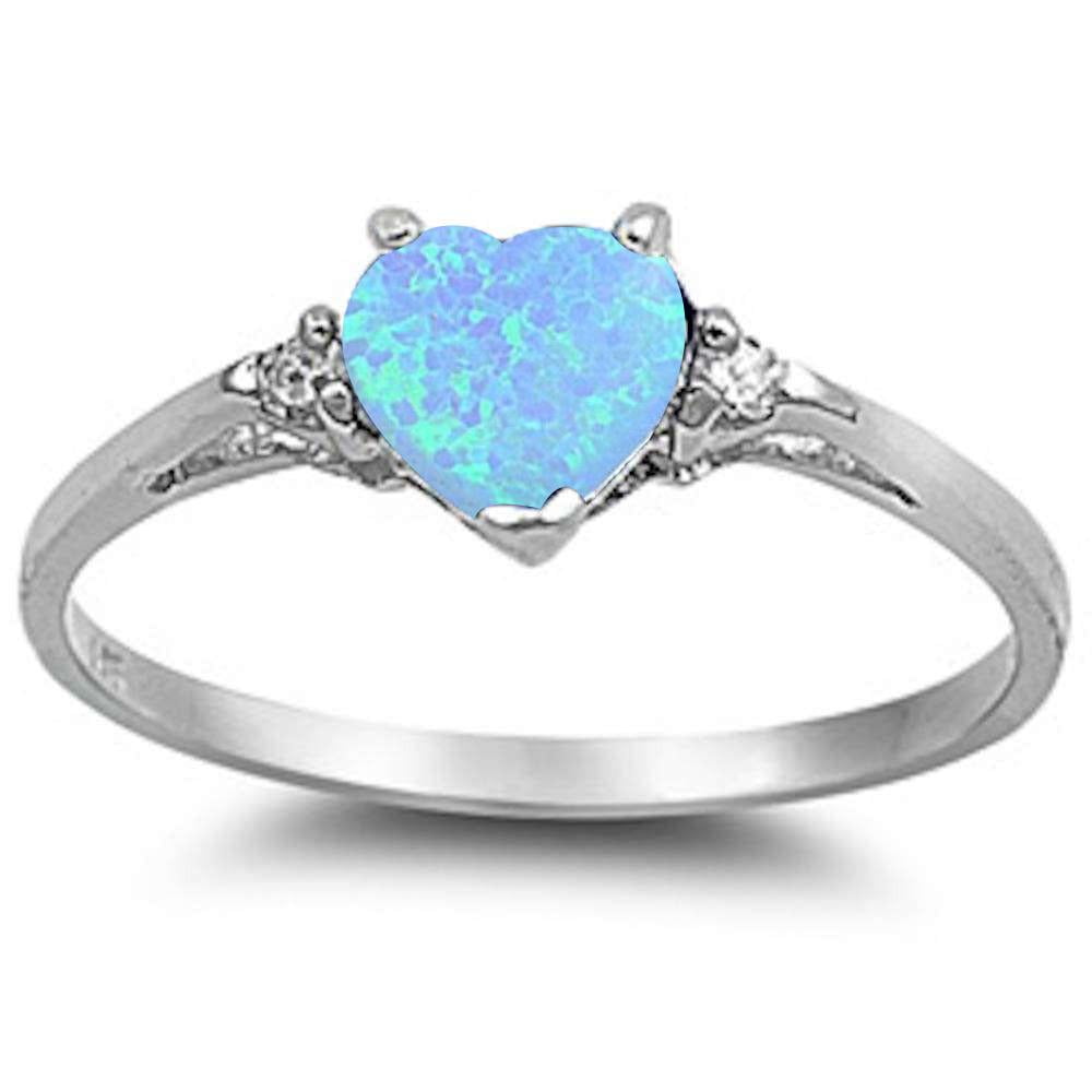 CloseoutWarehouse Simulated Opal Two Hearts Ring 925 Sterling Silver 