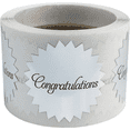 thumbnail image 1 of Congratulations Stickers Metallic Silver Seals 1 Inch 100 Adhesive Labels, 1 of 3