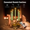 thumbnail image 6 of WYZworks 10" Fluted Ribbed LED Light Sage Green Grooved Pillar Candles, Remote & 24h Timer Memory, On/Off Switch - Flameless Dimmable Battery Operated w/Flicker Mode, Home Wedding Decor (6 Pack), 6 of 8